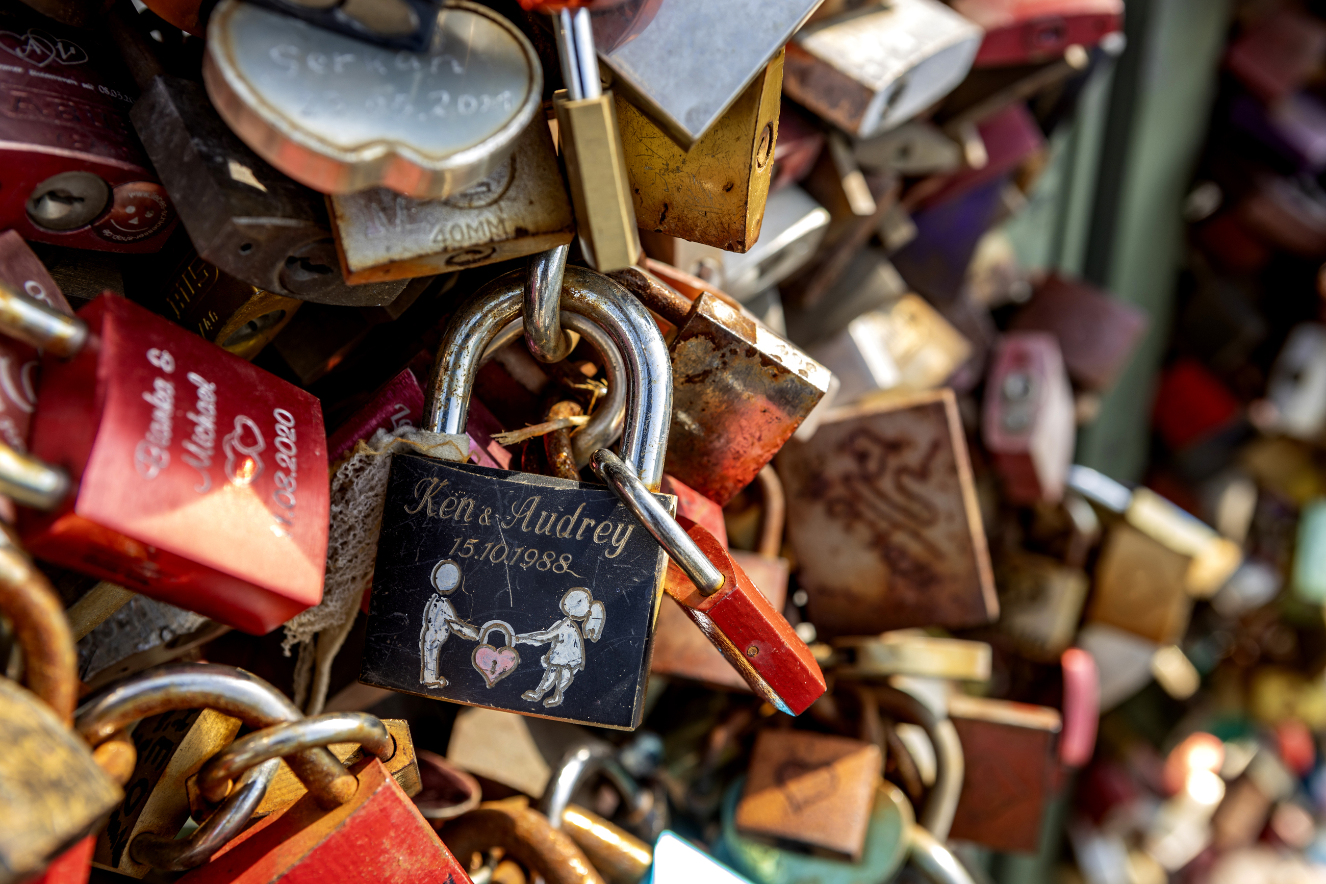 The love locks in Cologne: On the Hohenzollern Bridge