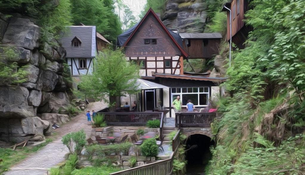 Die Rathewalder Mühle als Ölbild