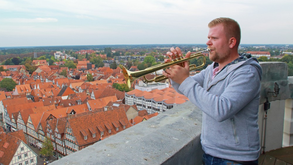 Celle town church, trumpeter