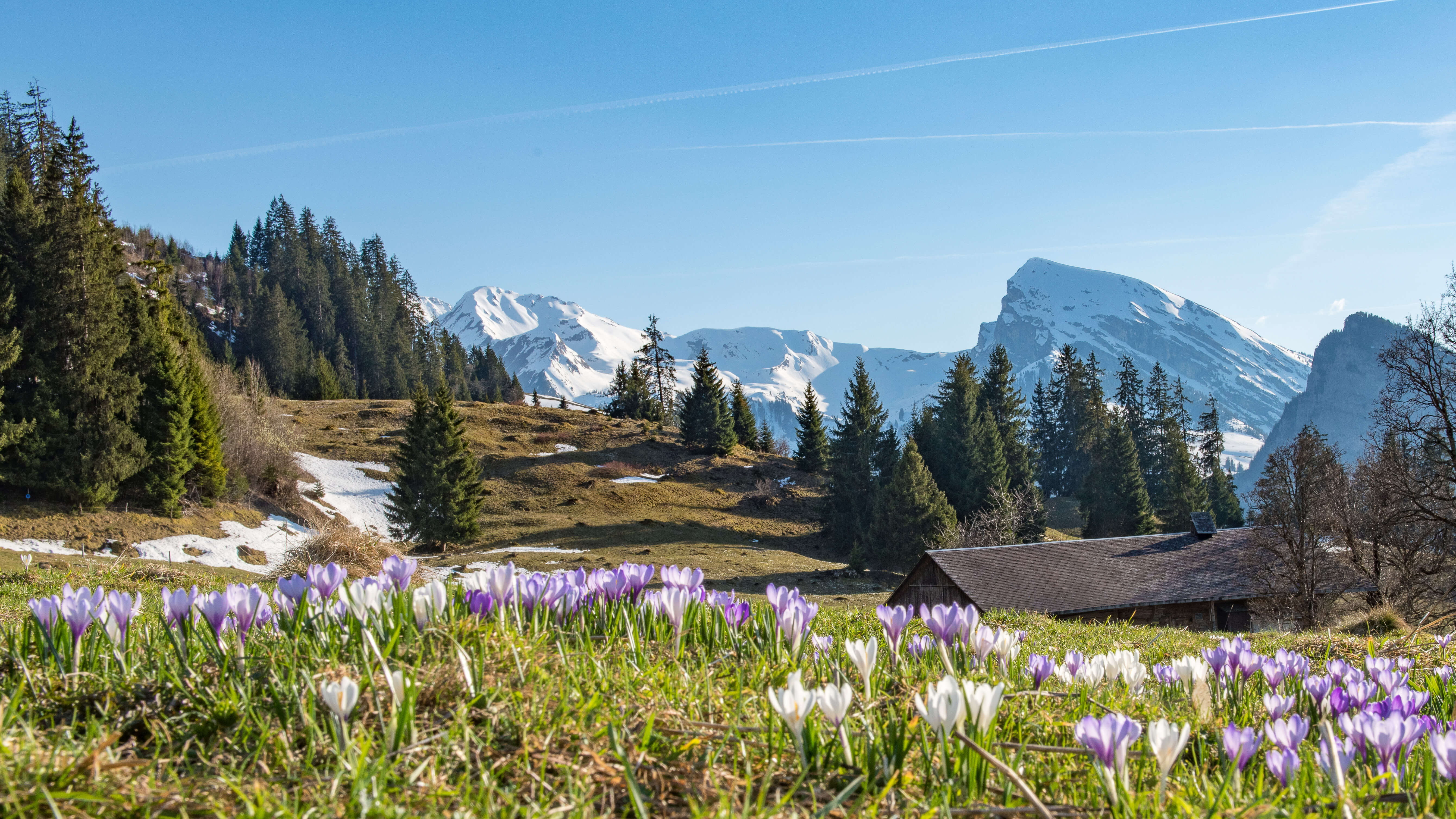 Springtime panoramic view on the Schwinger Trail
