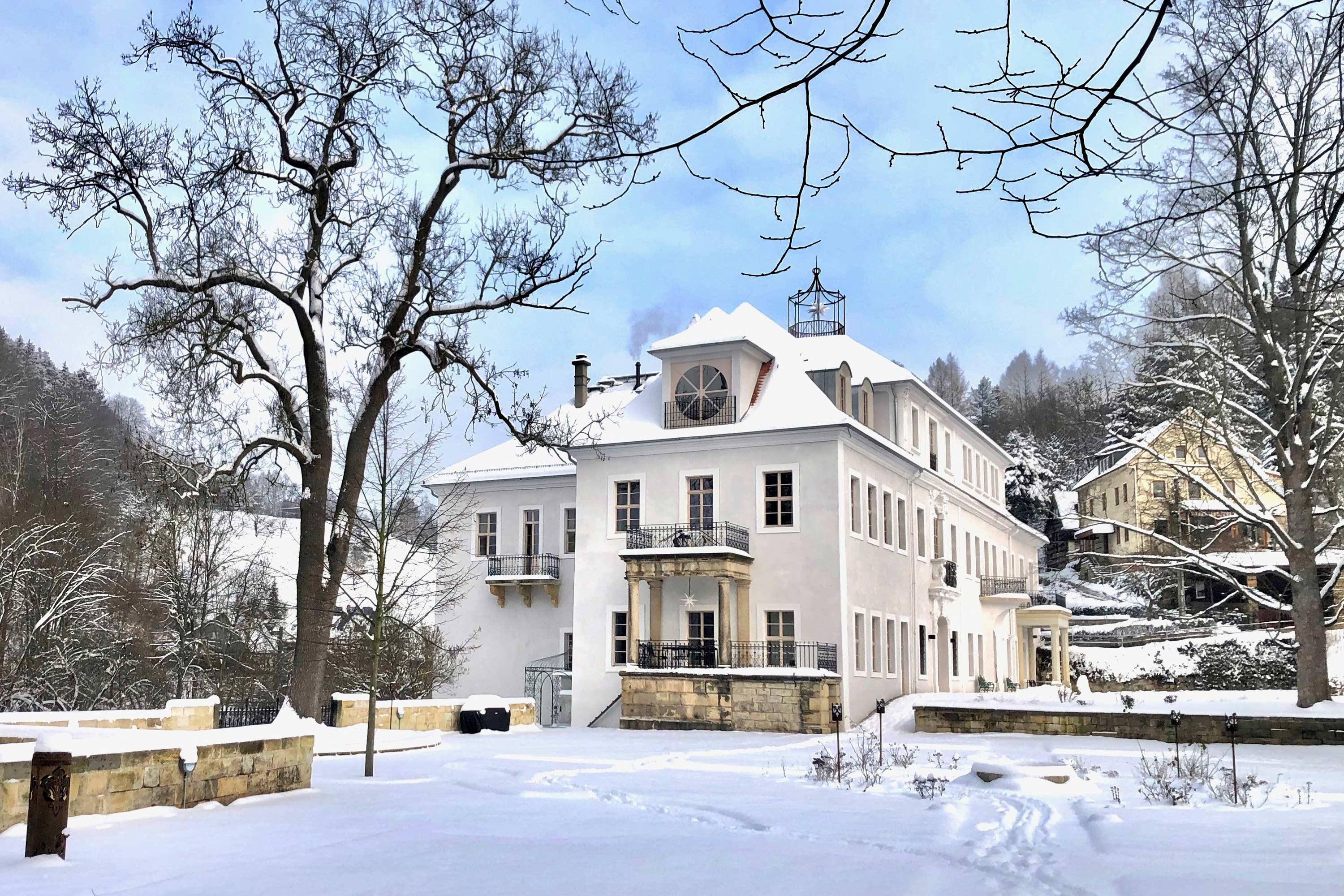 Schloss Prossen im Winterkleid