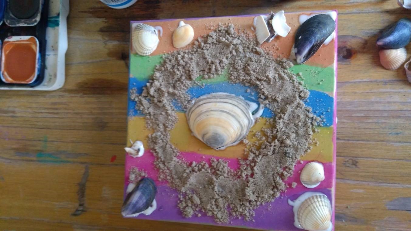 Gebasteltes Muschelschatzkästchen. Beispielbild<br>