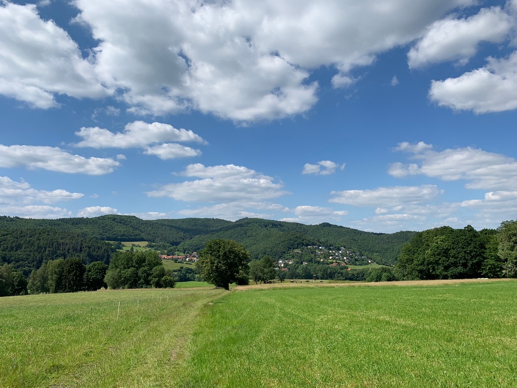 Weite Landschaft auf, dem Bergwerk Rundweg 2 bei Bergfreiheit