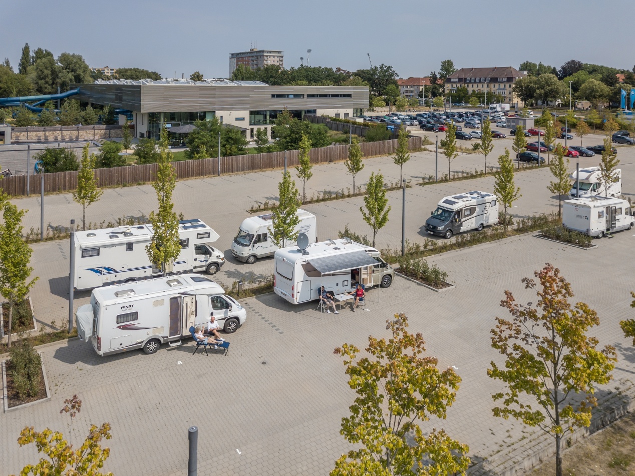 Wohnmobilstellplatz Wasserwelt Braunschweig, Blick von oben