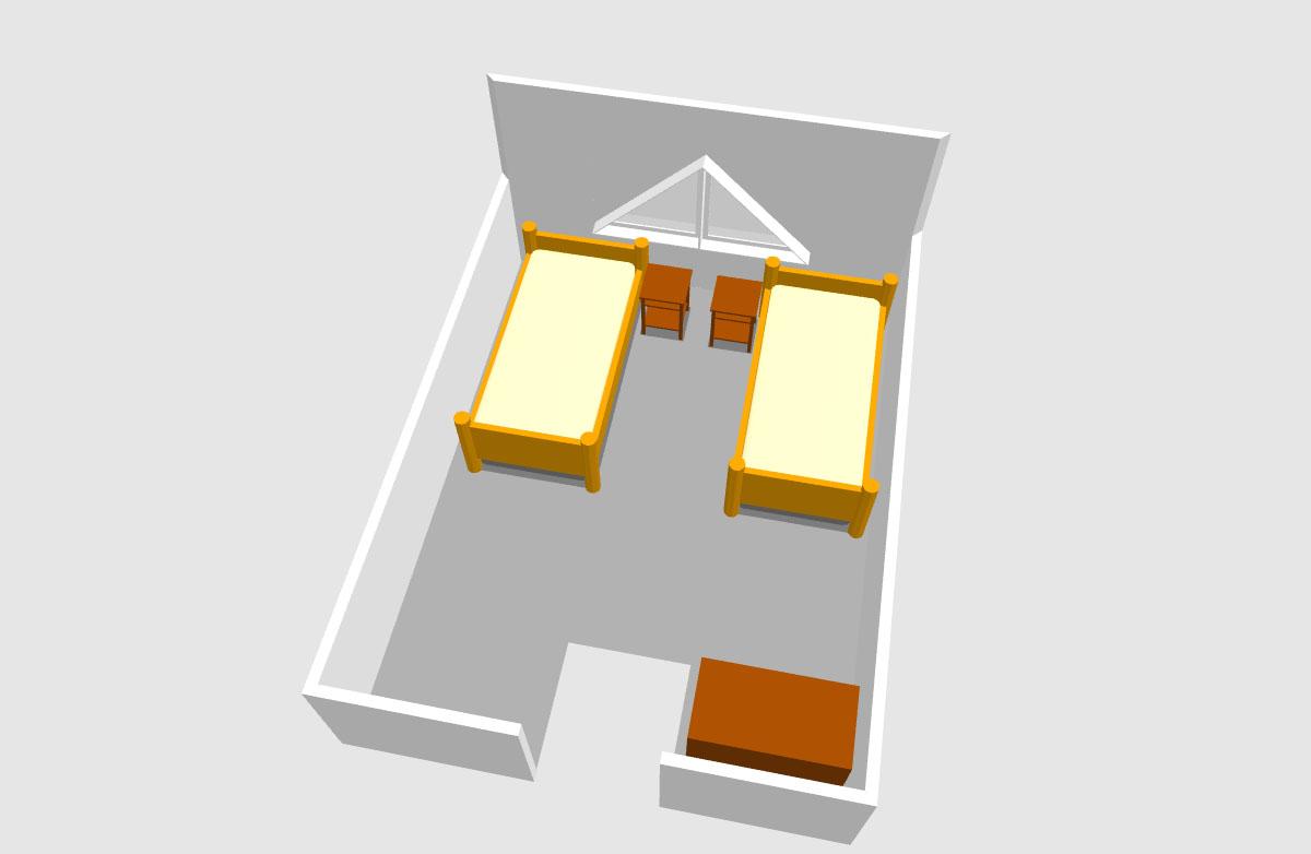 das 2. Schlafzimmer im Dachgeschoss