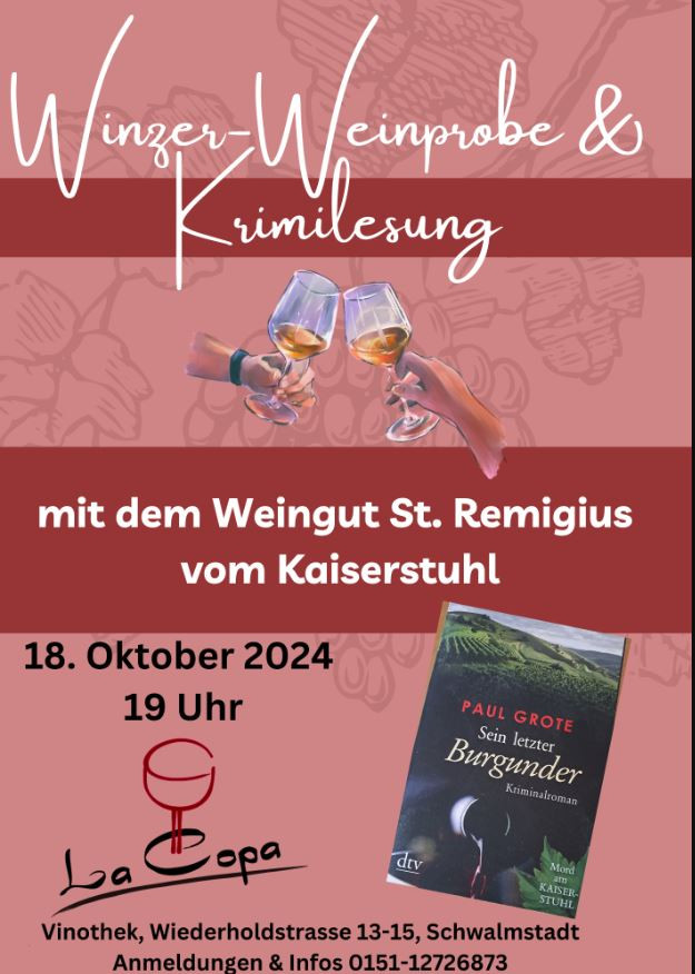 Plakat Weinprobe mit Lesung
