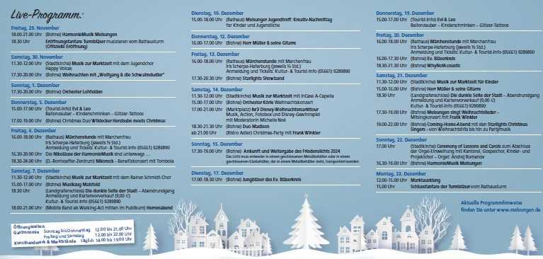 Programm Weihnachtsmarkt 2024