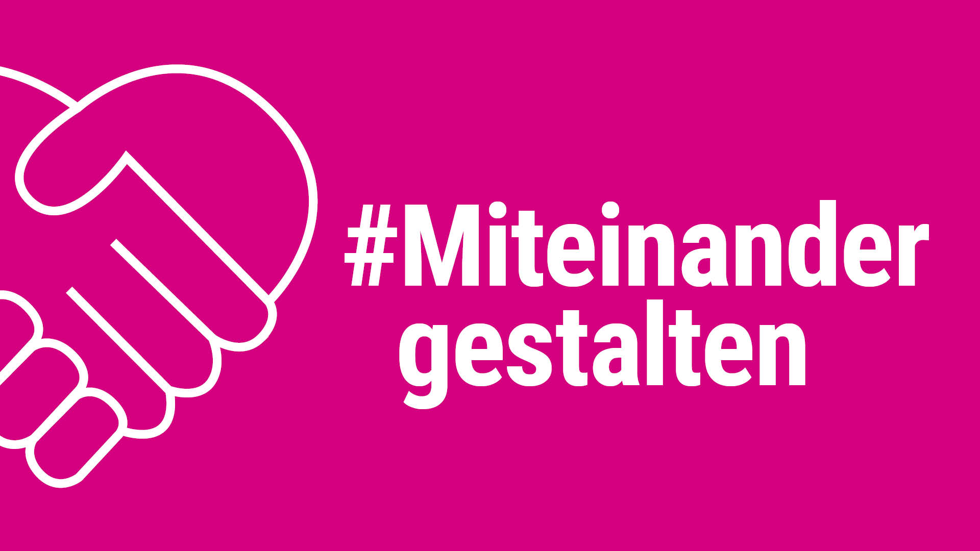 Grafik verschränkte Hände und Text: Miteinander gestalten