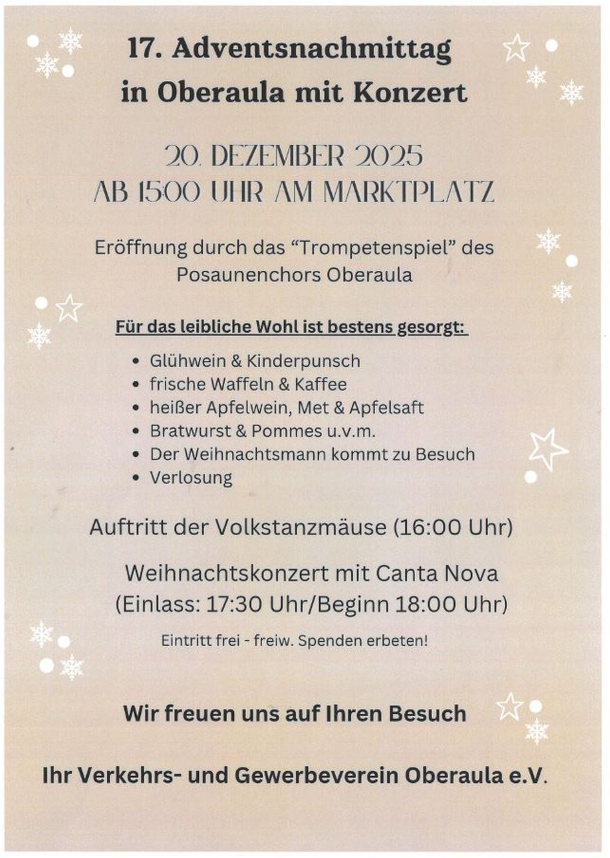 Plakat Adventsnachmittag Oberaula