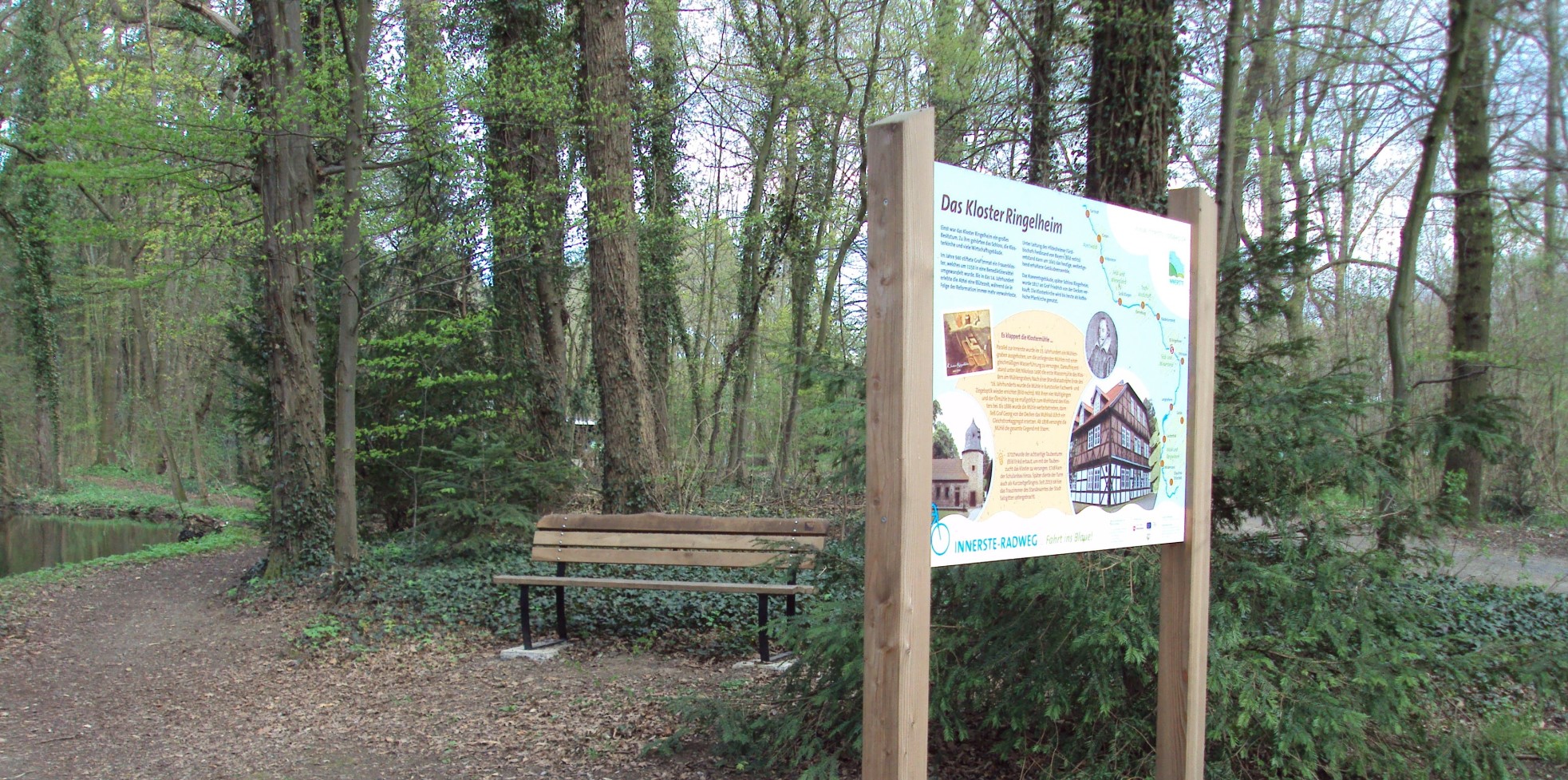 Infostelle Schlosspark Ringelheim als Rastplatz am Innerste-Radweg