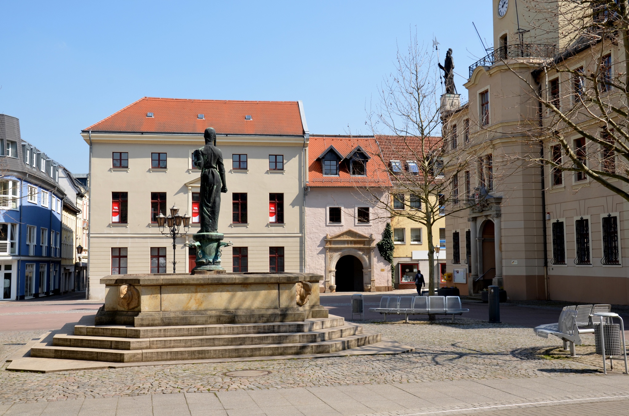 Crimmitschau mit Rotem Turm und Roland – Motiv