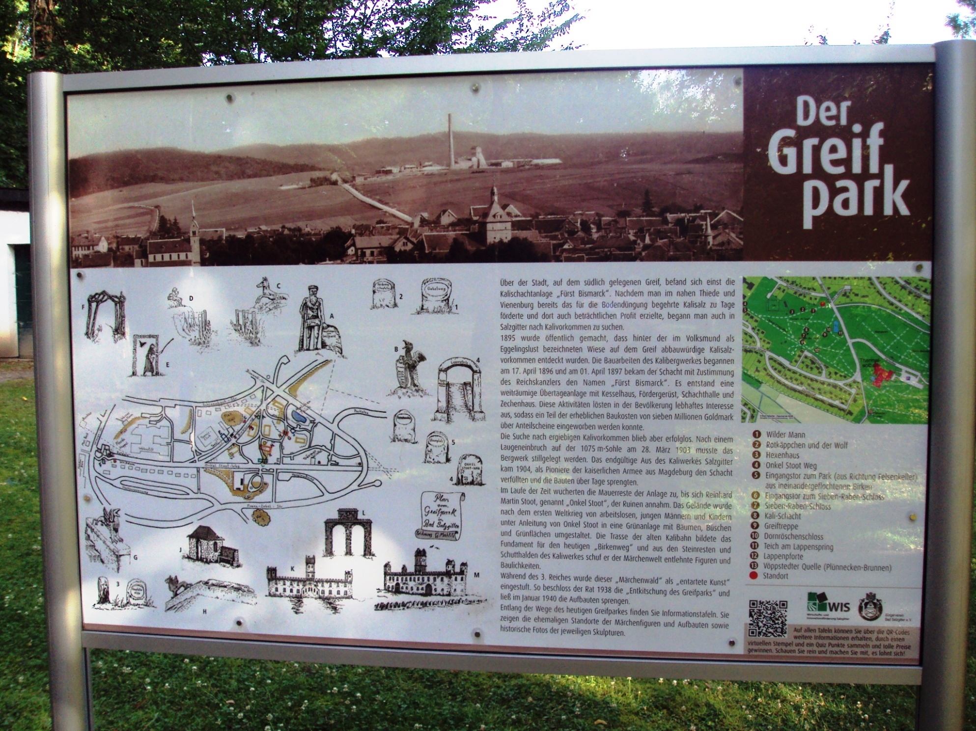 Übersichtstafel Märchenpfad im Kurpark am Greif in Salzgitter-Bad