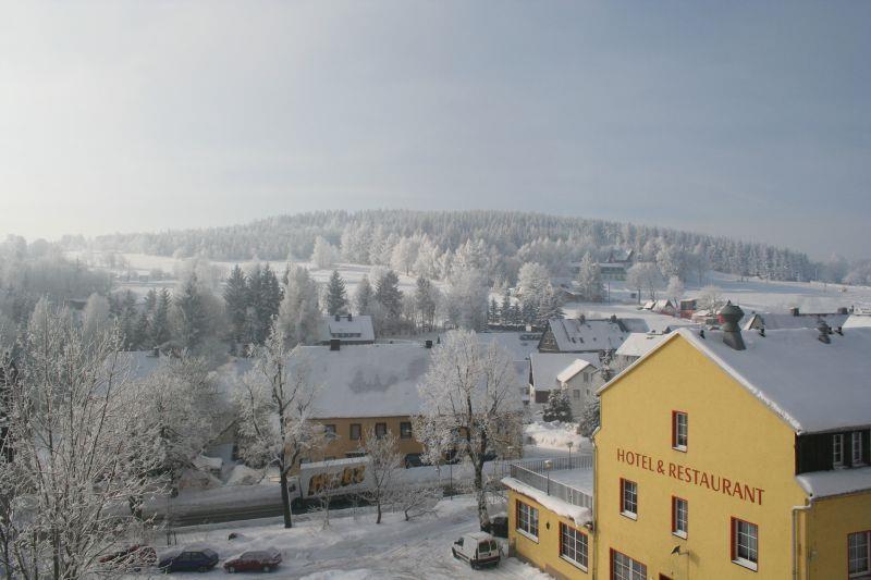 Blick von der Dachterrasse im Winter
