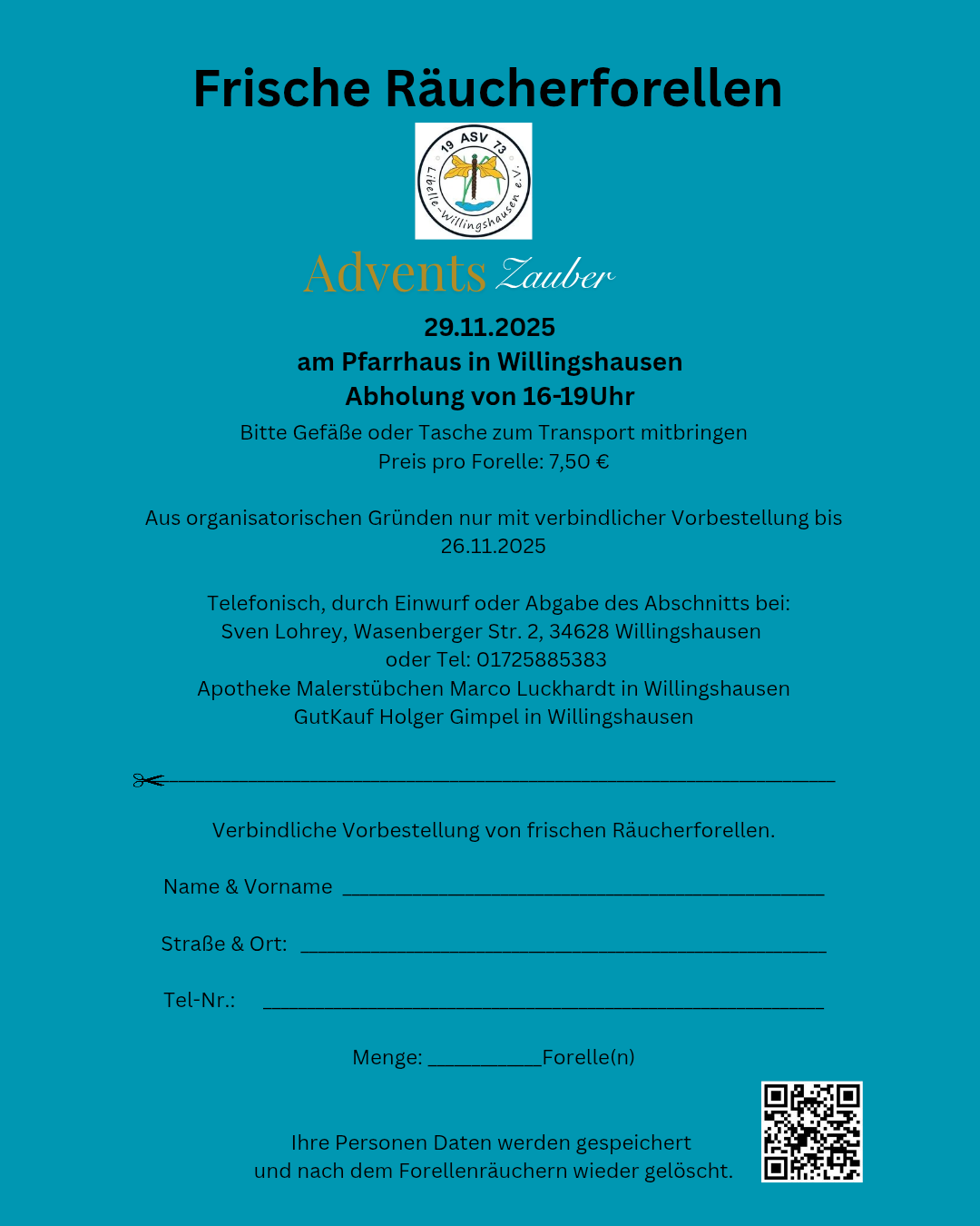 Bestellung Frische Räucherforellen