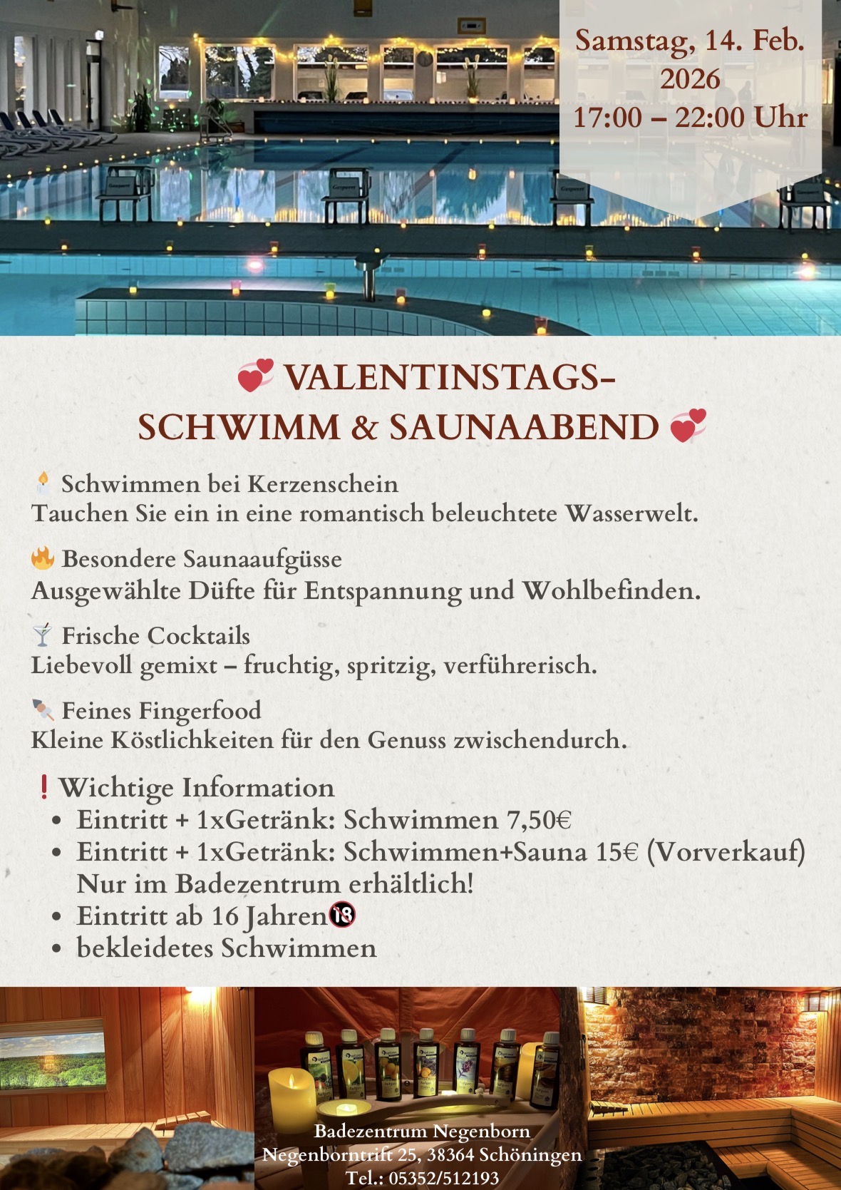 Valentinstagsschwimm - und Saunaabend