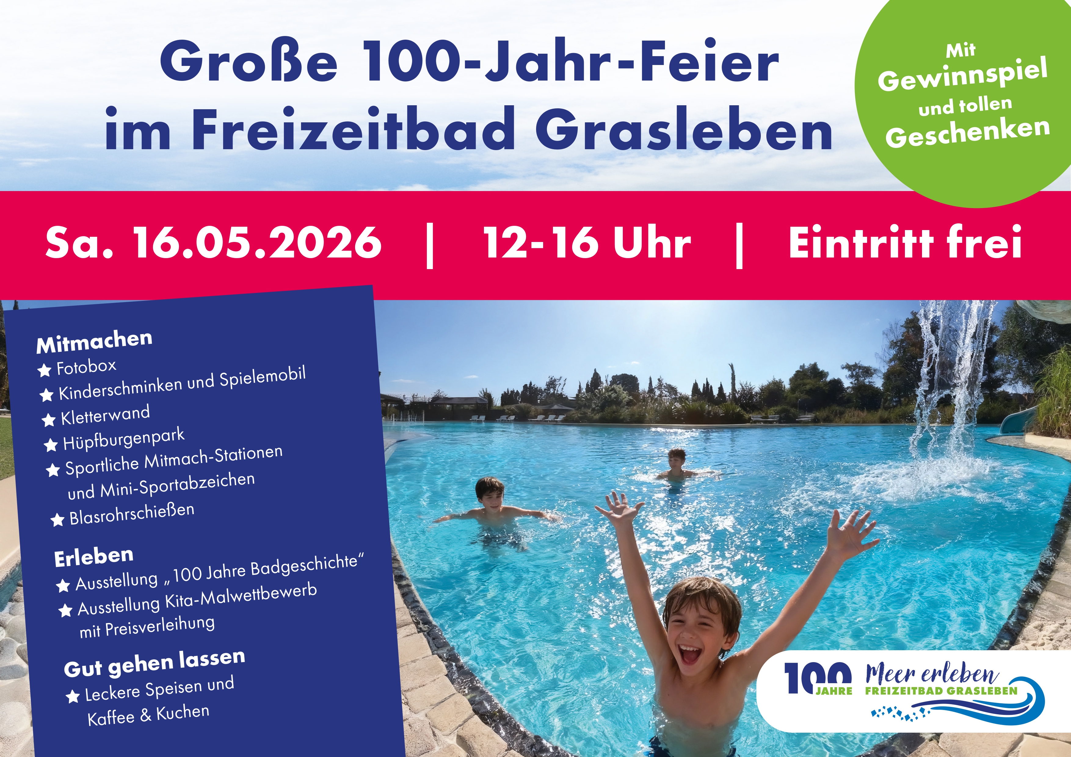 100 Jahre Freizeitbad Grasleben: Saisoneröffnung mit großem Familienfest am 16. Mai 2026