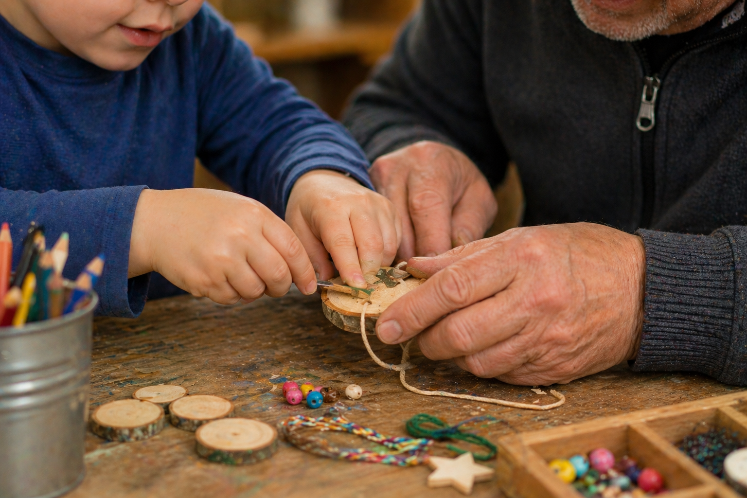 Holz-Kreativ-Kurs für Enkel*in mit Großeltern