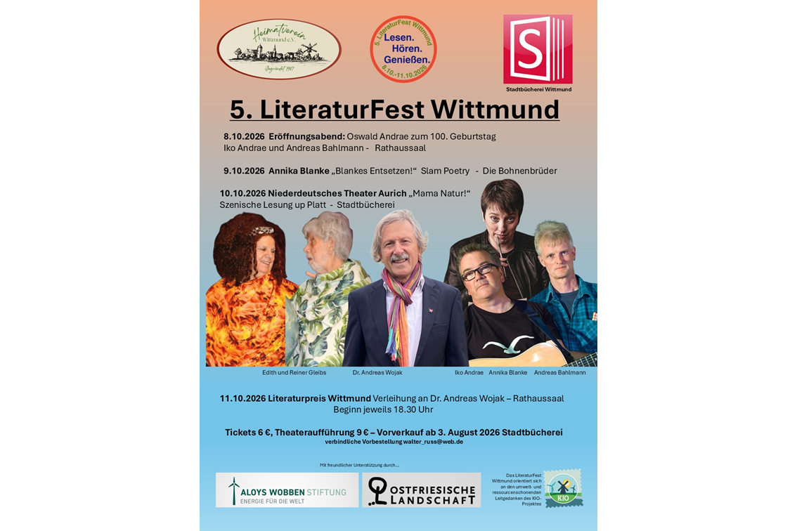 5. LiteraturFest Wittmund: Verleihung des Literaturpreises Wittmund