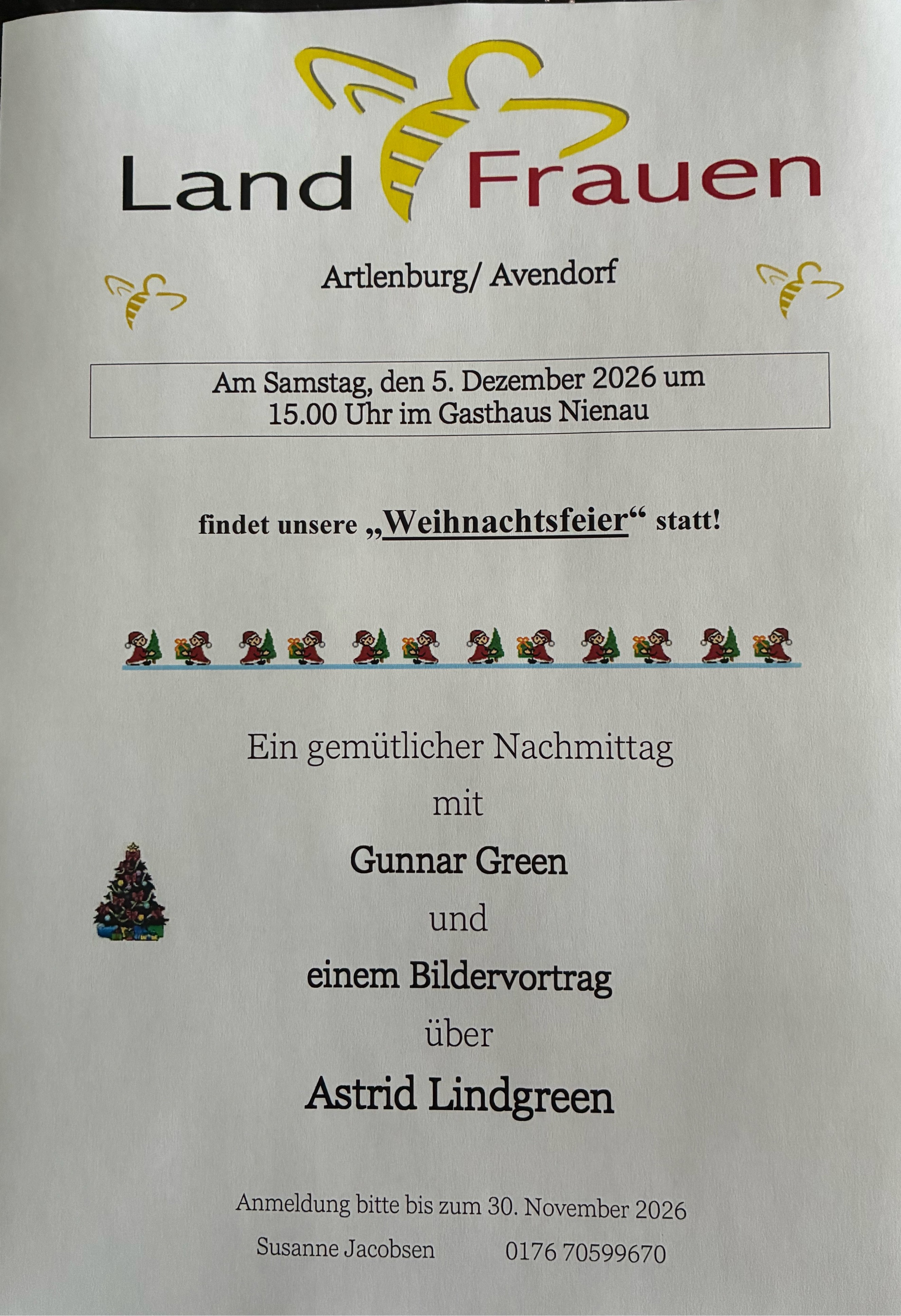 Landfrauenverein Artlenburg/ Avendorf, Vortrag, Weihnachtsfeier