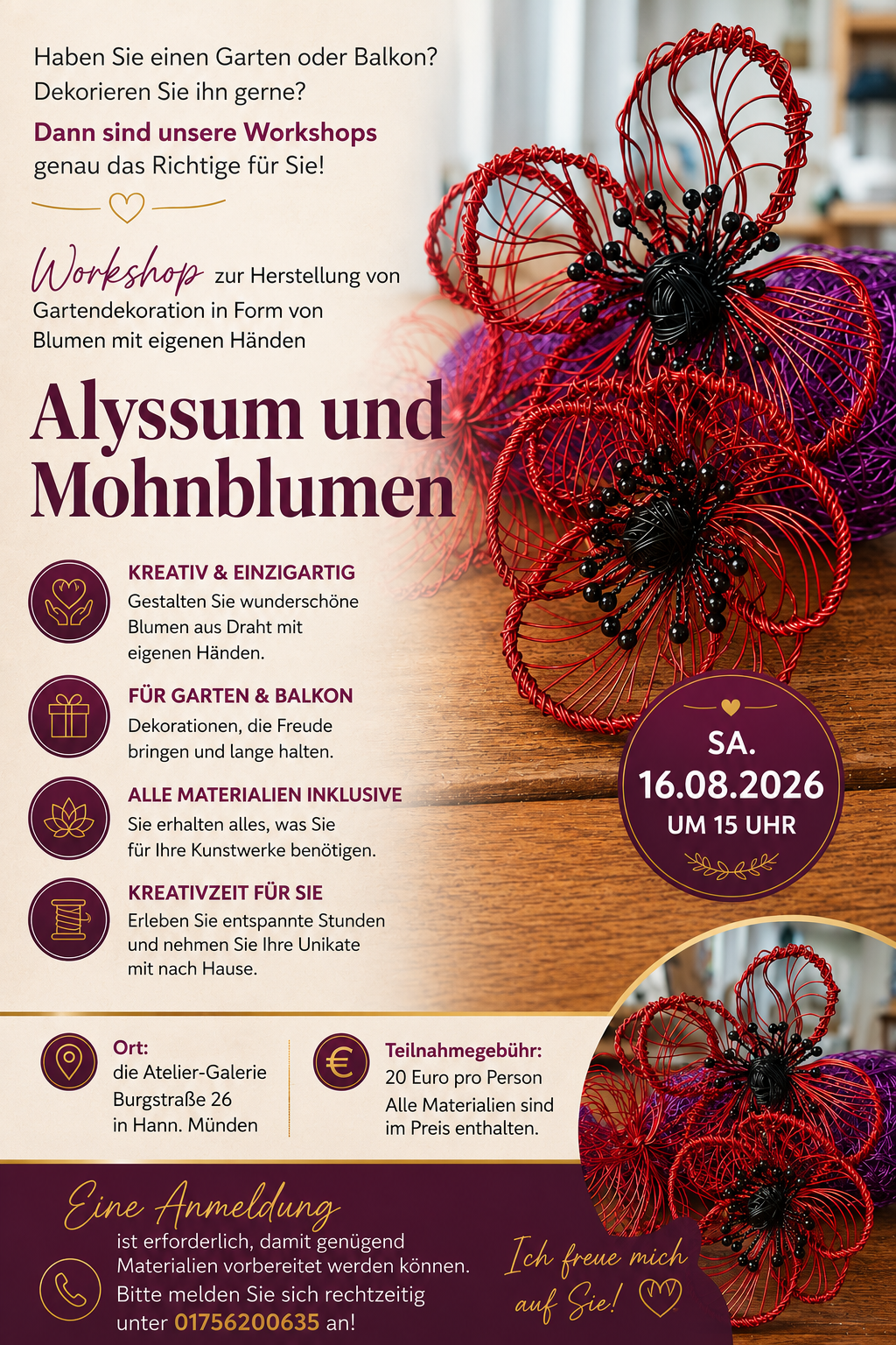 Workshop Alyssum und Mohnblumen