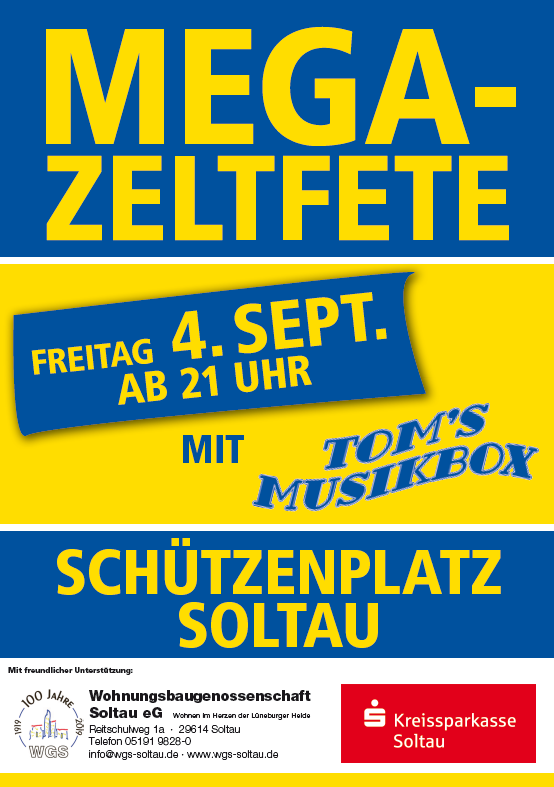 Mega Zeltfete zum Kreisschützenfest Soltau 2026