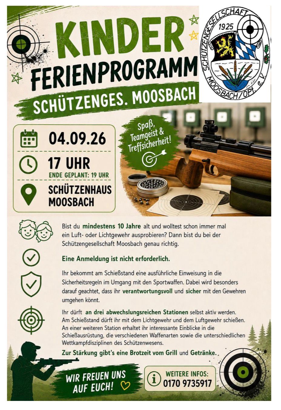 Kinder-Spaß-Programm: Schnupperschießen mit dem Luft- oder Lichtgewehr