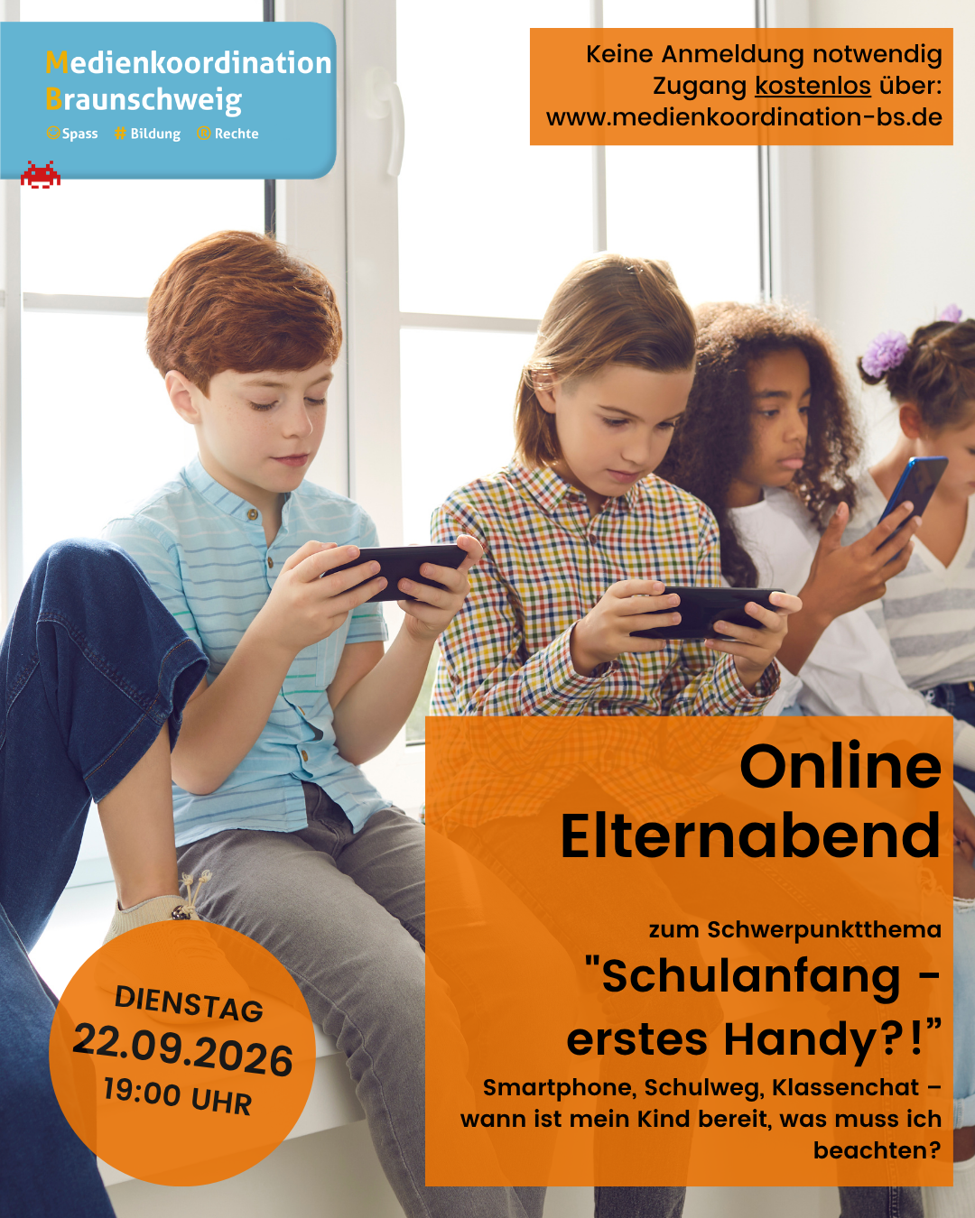 Schulanfang – erstes Handy?! Kostenloser Online-Elternabend