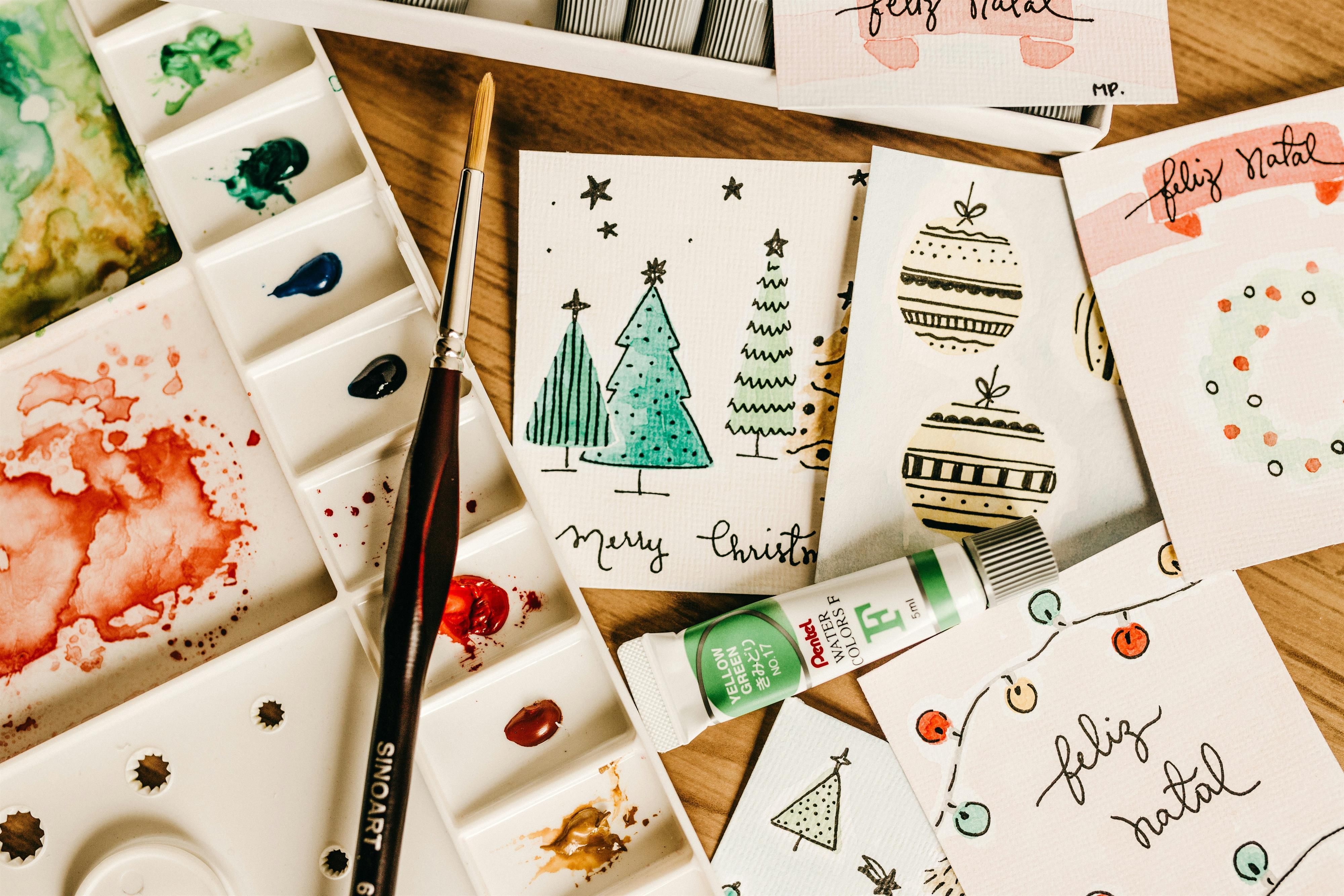 Aquarell – Weihnachtskarten gestalten