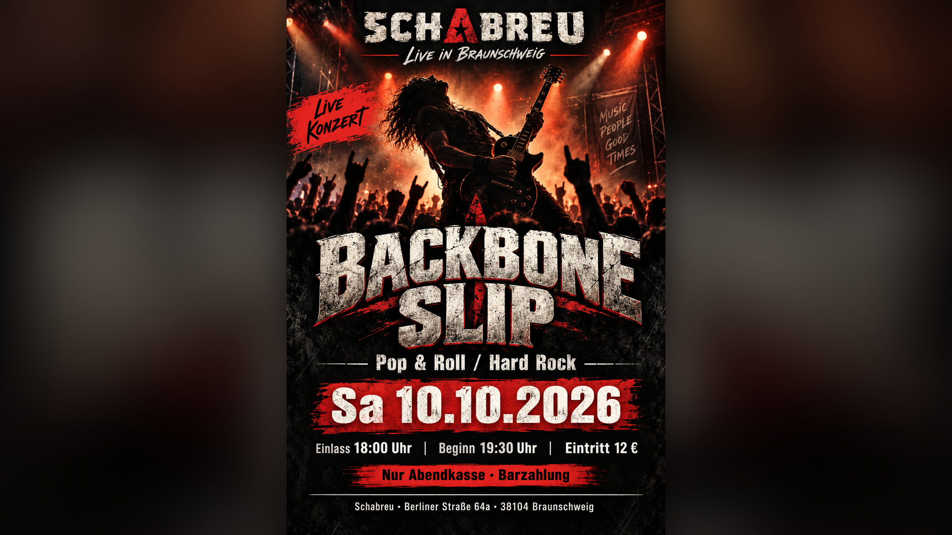 Sa 10.10.2026 - Live Konzert Backbone Slip im Schabreu