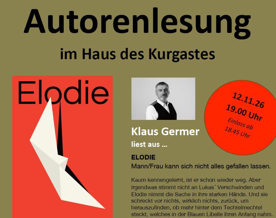 Autorenlesung: Klaus Gerner "ELODIE"