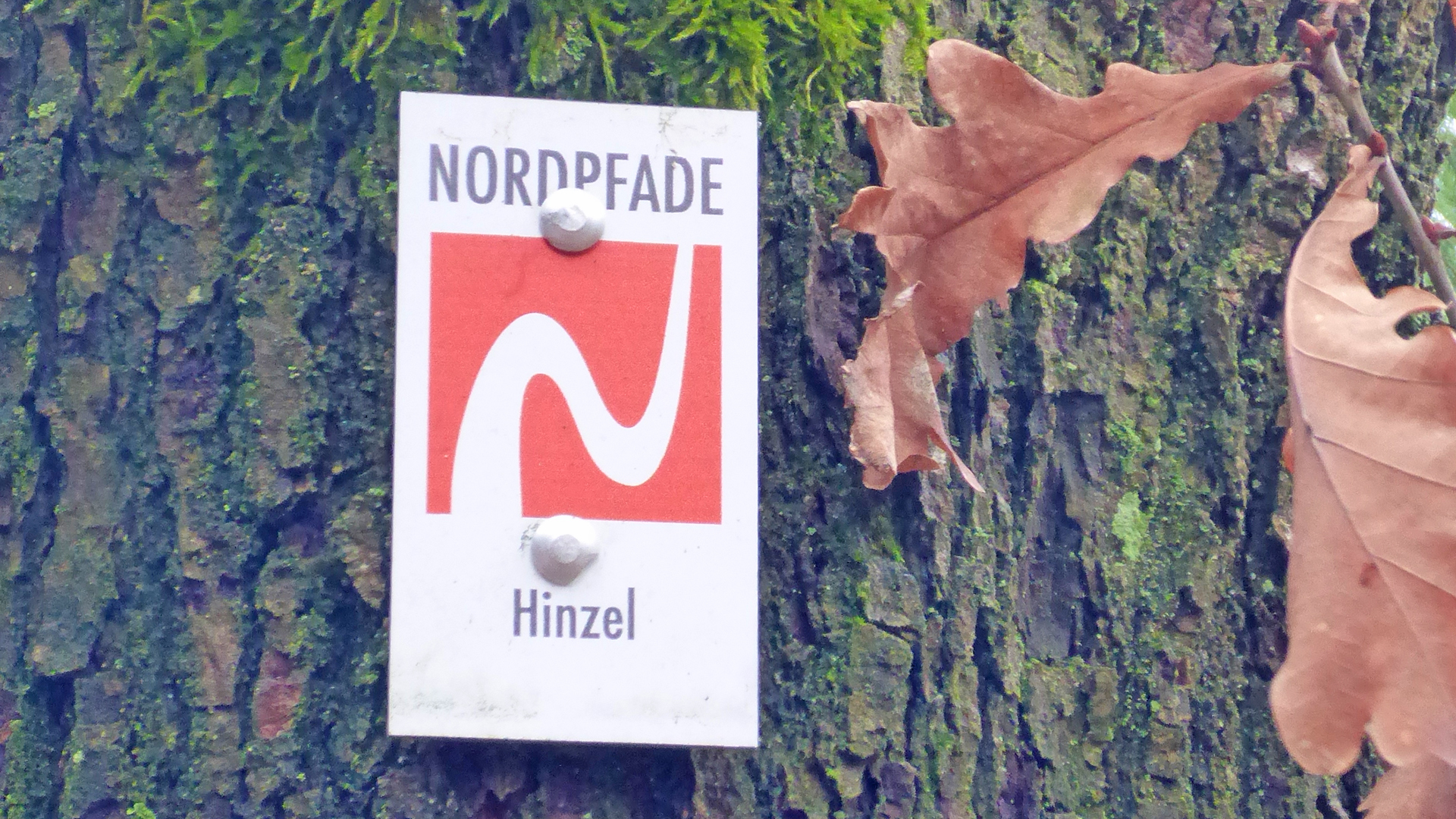 Markierungszeichen des NORDPFADES Hinzel