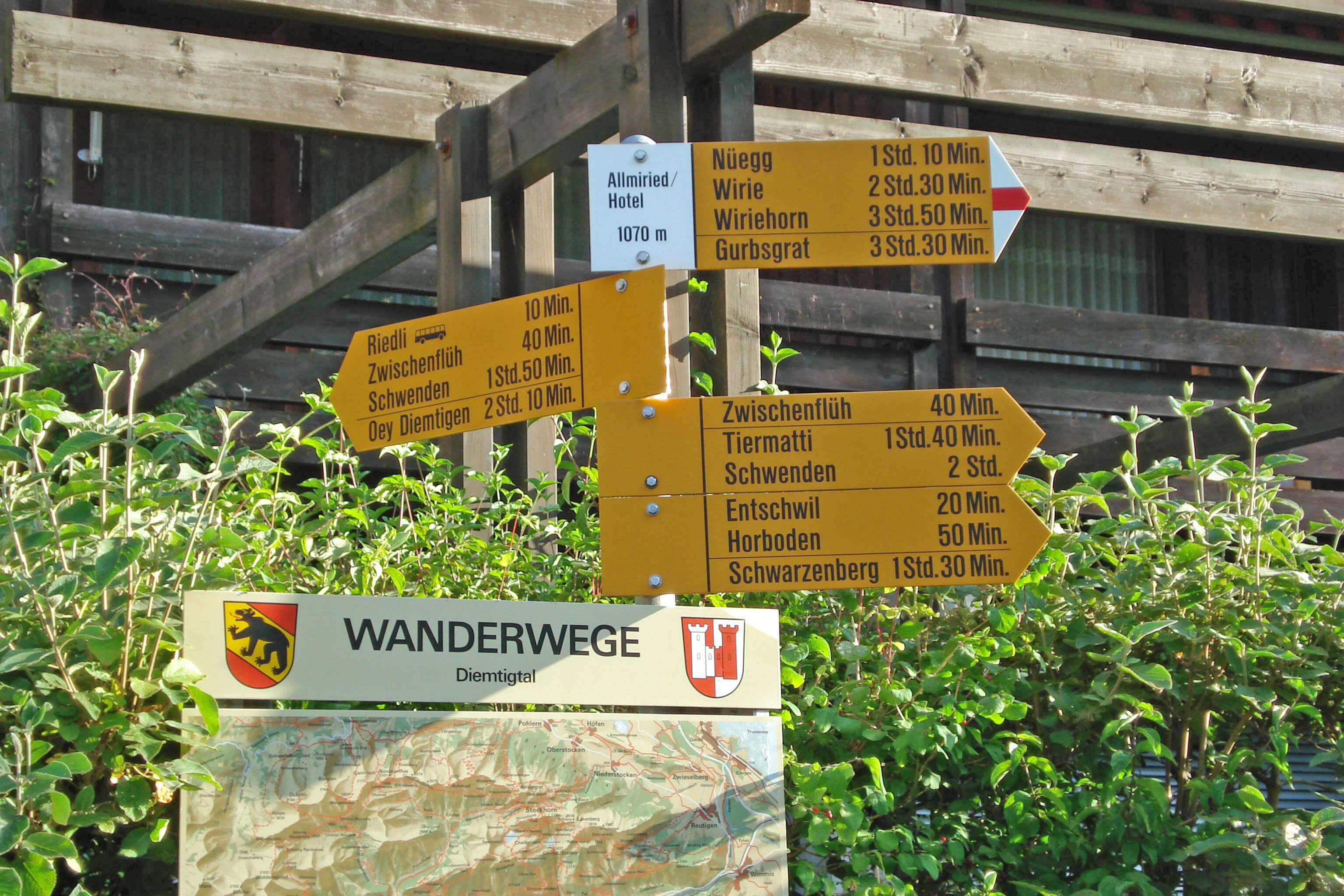 Signpost at the holiday centre
