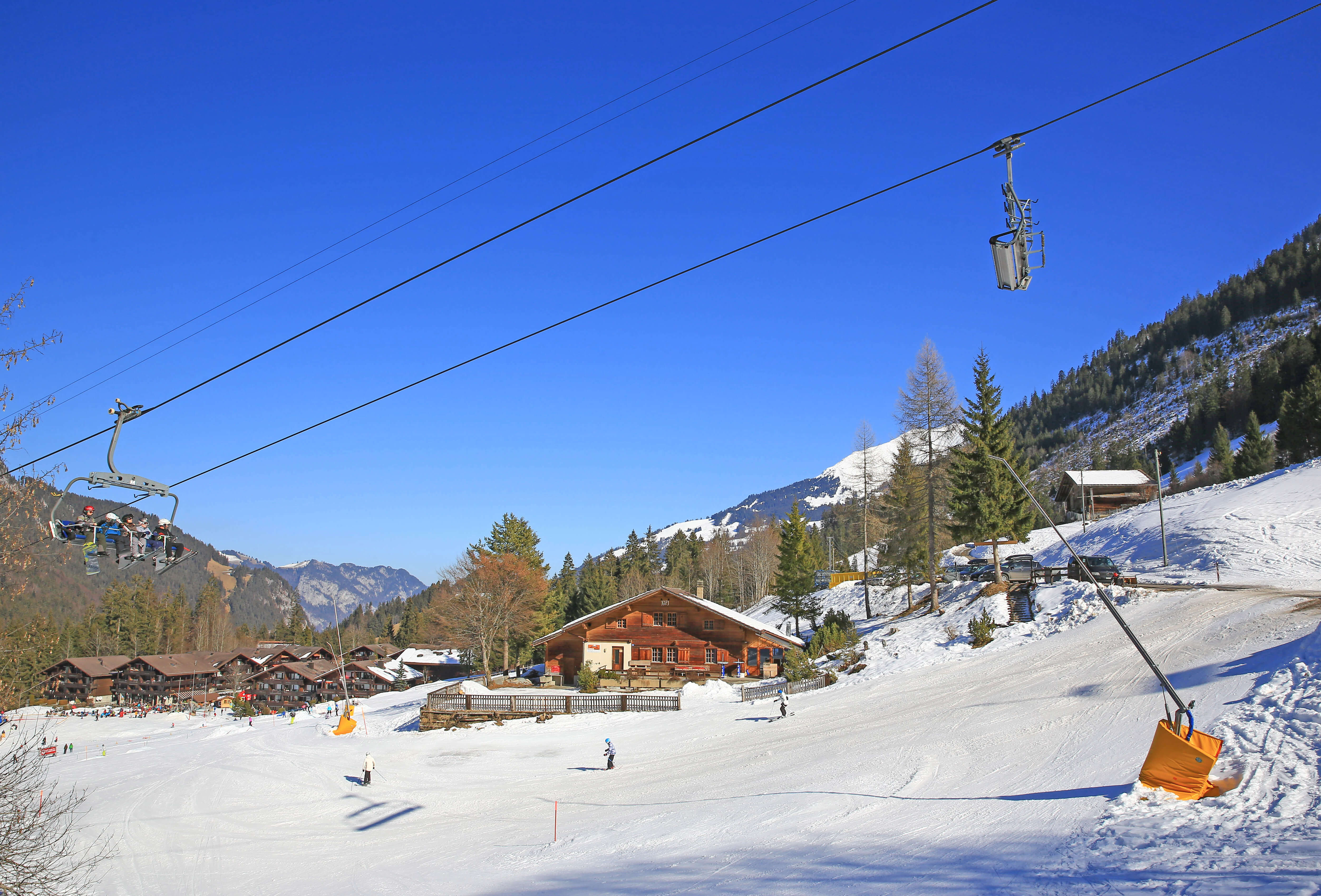 Exterior view in winter with chairlift
