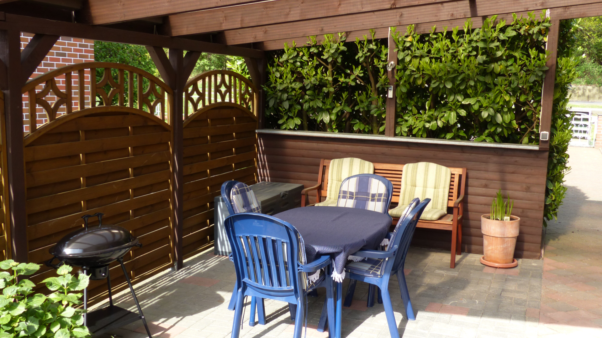 Überdachte Terrasse der Ferienwohnung Brandt
